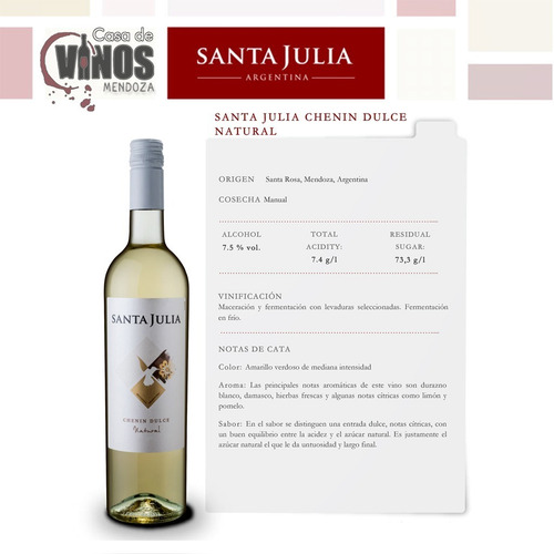 Vino Santa Julia Chenin Dulce + Tinto Dulce Caja X 12