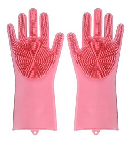 Guantes Silicona Con Cerdas X Par Para Lavar Platos Cocina 