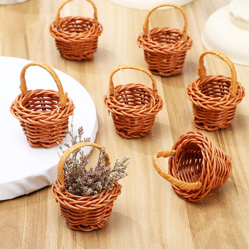 Cesta En Miniatura Modelo Mini Cesta De Flores De Plástico,