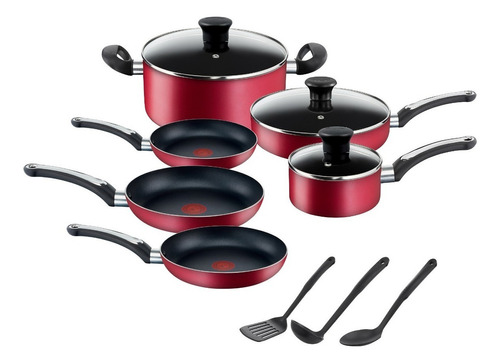 Batería De Cocina De 12 Piezas Tfal Character B474sc84 Color Rojo