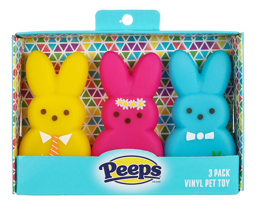 Peeps For Pets 3 Piezas De Juguetes De Vinilo Para Perros, C