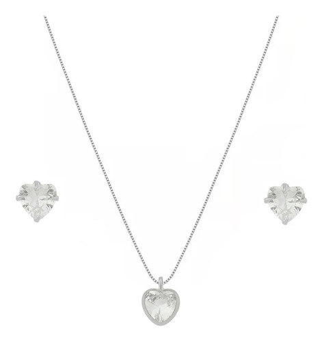 Imagem 1 de 5 de Colar Feminino Com Pingente Ponto De Luz Zirconia Prata 925
