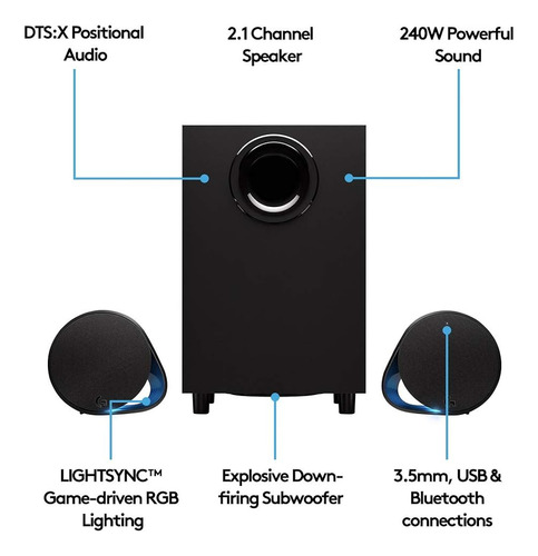 Altavoces Logitech G560 7.1 Dts:x, Rgb, Bluetooth, Subwoofer