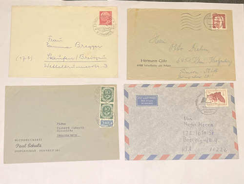 Sello Correo Alemania Sobre Primer Día De Colección 4 Sobres (Usado)