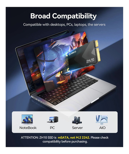 Ssd Msata Orico Zh-10 256gb - Memoria Interna 6gbs Negro