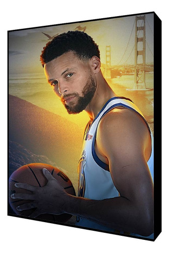 Cuadro Decorativo Nba A0759 State Warriors Stephen Curry Negro
