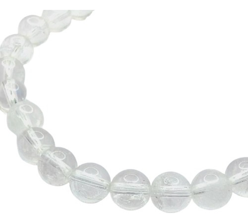 Pulsera De Piedra Natural Cuarzo Claro Premium 6mm X 18cm Color Cristal Diámetro 18 Cm Largo 18