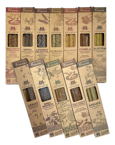 Incenso Nirvana Premium Natural Kit Com 12 Aromas Só Aqui Fragrância Sortidos