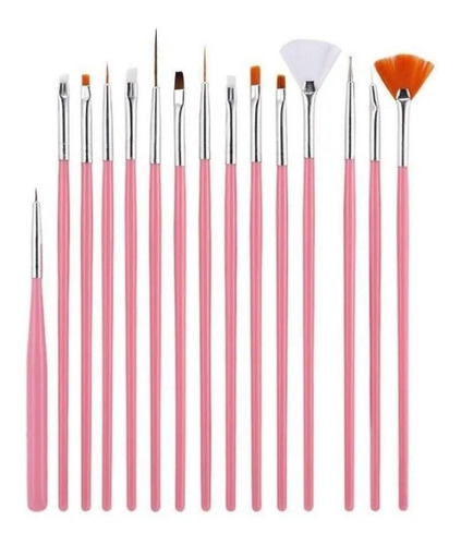 Imagen 3 de 3 de Set De 15 Pinceles Para Decorar Manicure
