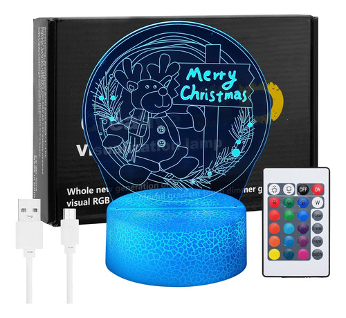 Yceru Luz Nocturna De Navidad 3d, 16 Colores, Ambiente Perfe