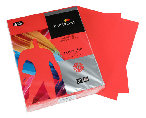 Papel De Color Rojo 500 Hojas A4 80 Grs Paperline Colores Fu