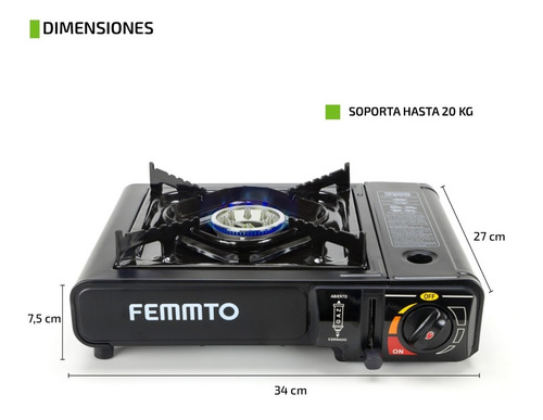 Anafe Portatil 1 Hornalla Quemador Camping Maletin Adap Dual