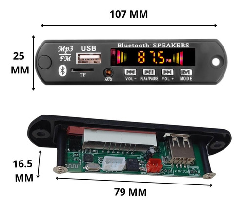 Módulo Mp3 Usb/sd/fm/aux C/ Bluetooth Con Control Remoto