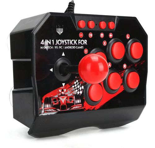Fight Stick Cuifati Joystick Con Cable 6 Botones Negro/rojo