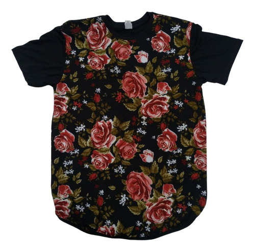 Camiseta Floral Camisa Estampada Flores Long Line Feminina