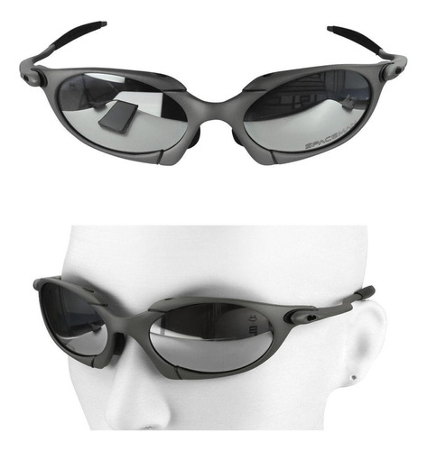 Oculos Sol Lupa Proteção Uv Masculino Cinza Metal Case