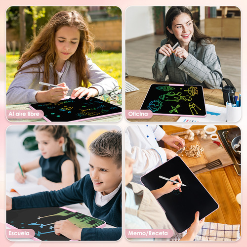 16in Pizarra Magica Tablet Dibujo Lcd Recargable Juguetes Ninos Regalos Bolígrafo Electrónico Magnético Color Rosa Nasjac