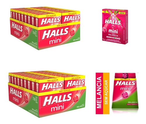 Kit 2 Caixas Mini Halls Drops Melancia Sem Açúcar 18un