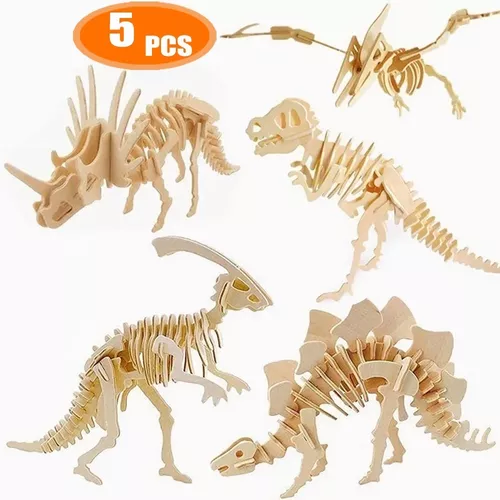 5 Rompecabezas Dinosaurios 3d Madera Para Niños sin intereses