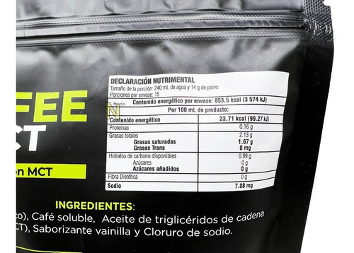 Imagen 3 de 5 de Coffee & Mct (café Arabica Soluble Con Mct) 210 G Greenside