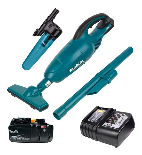 Aspirador De Pó Makita Dcl180 C/ Bateria + Carreg + Ciclone Cor Azul-turquesa