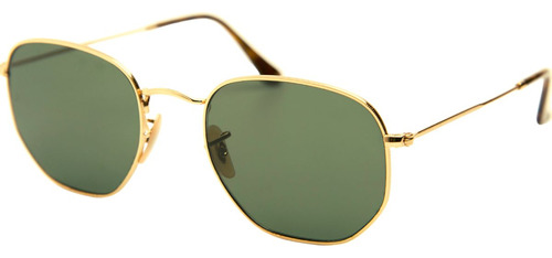 Óculos De Sol Hexagonal Verde Dourado G15 Metal Vintage