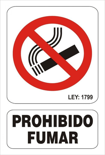 Cartel Prohibido Fumar Linea Prohibición 22x28 Alto Impacto