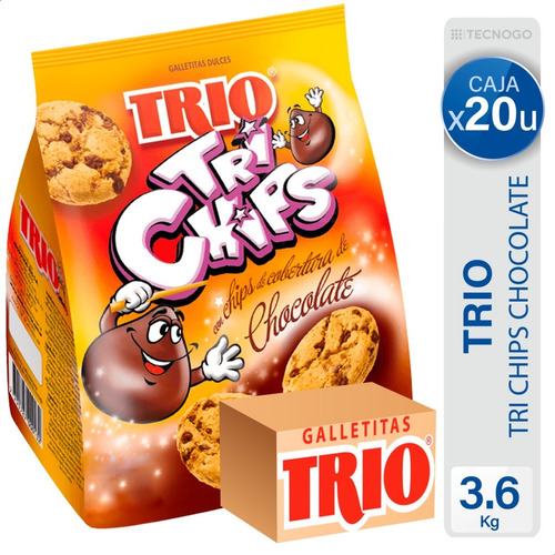 Caja Galletitas Trio Tri Chips Chocolate Dulces Pack Bulto