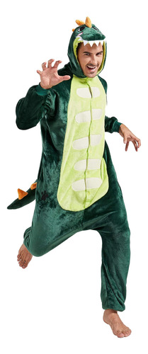 Disfraz De Cosplay De Pijama De Animal Verde Para Adultos Af