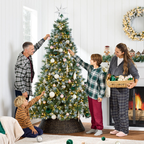 Árbol De Navidad Artificial Esmerilado Preiluminado 6 Ft