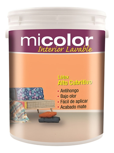 Latex Interior Lavable Antihongos 4 Litros Acabado Mate Color Blanco