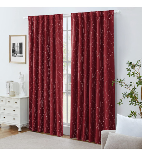 Cortinas Opacas Homeideas, Color Burdeos, 132 X 213 Cm, 2 Pa
