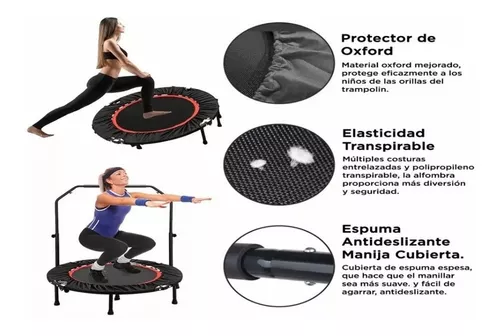 Mini Tranpolin Plegable Para Ejercicio Fitness Con Pasamanos