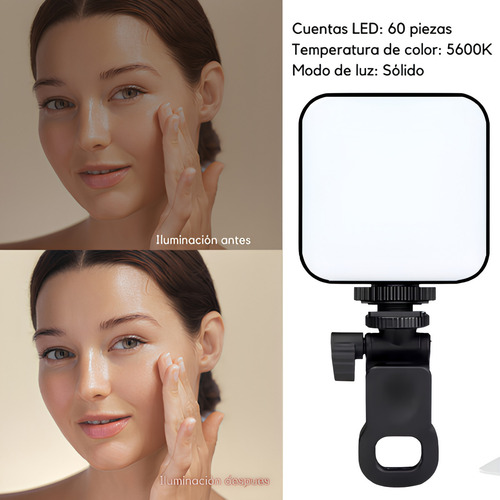 Luz Led Rgb Profesional Portátil Para Fotografía Con Mini clip agarradera Celular Usb Recargable Regulable Video Selfies Maquillaje Contenido Redes Sociales Iluminación Estudio Comerliv 1 pieza