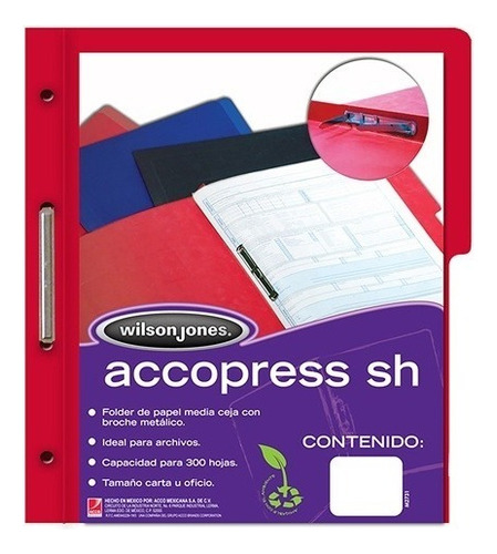Folder De Papel Tamaño Carta Acco Tipo Carpeta Color Rojo