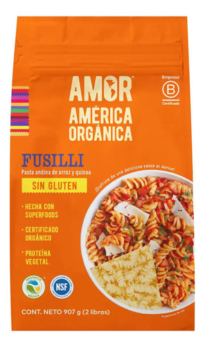 Pasta Fusilli Amor América Orgánica 907g