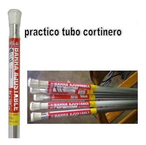 Tubo Cortinero Blanco 3 Cm Diámet 103cm A 190cm Largo Baño