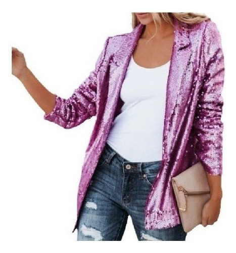 Chaquetas De Mujer Moda Lentejuelas Solapa Fiesta Casual