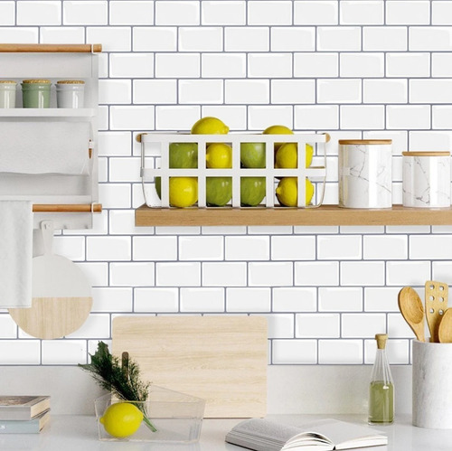 Azulejo Subway Vinilo Blanco Autoadhesivos 3d Holzboden