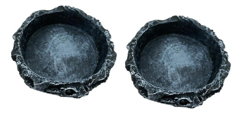 2pcs Platos De Agua De Reptiles Tazones De Comida Redondo