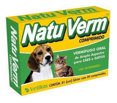 Vermífugo Para Cães E Gatos Natuverm Comprimidos Natu Verm 