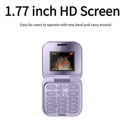 Teléfono Móvil Plegable 1.77'' Con Doble Ranura Tarjetas Sim Card,bluetooth, Reloj Despertador, Linterna Led, Facebook, Whatsapp