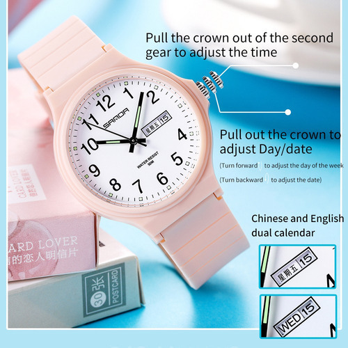 Reloj Sanda 6060, Simple Reloj Resistente Al Agua Calendario Color Del Bisel Black Gold