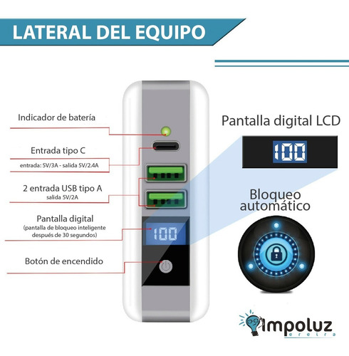 Imagen 4 de 9 de Cargadores Portatiles Para Celulares Carga Rapida 10.000 Mah