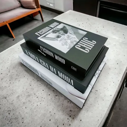 Juego de libros decorativos en forma de caja falsa, organizador, color negro