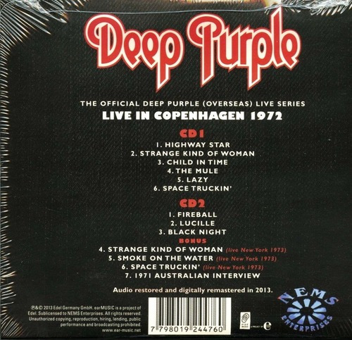 Deep Purple - Live In Copenhagen 1972 - 2 Cds Nuevo. Bonus