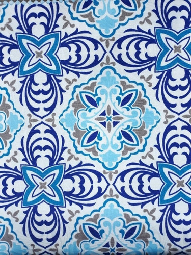 Tecido Jacquard Estampado Azulejo Português Azul