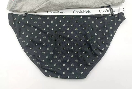 Calvin Klein Set 3 Calzon Bikini Logo Algodón Mujer Original