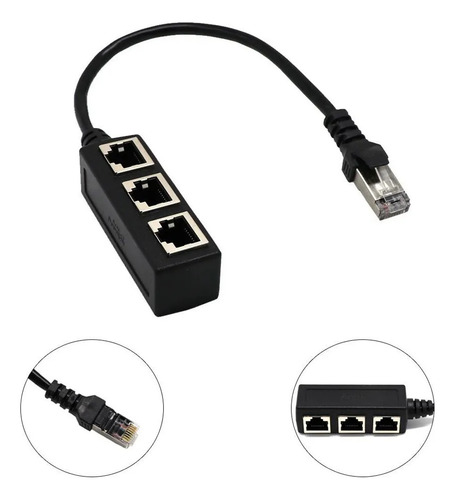 Divisor De Red Lan Ethernet Rj45 1 A 3 Adaptador Extensor De