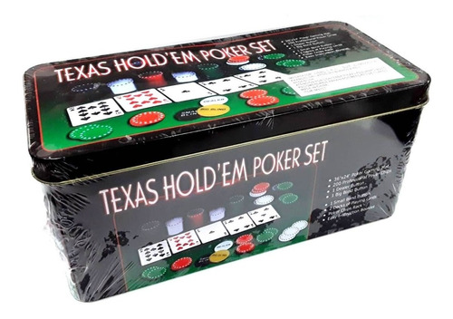 Poker Set Juego X200 Fichas Caja De Lata Texas Hold'em